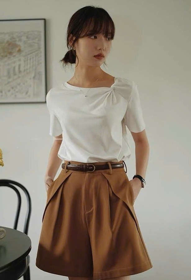 QS12 - QUẦN SHORT NỮ CẠP CAO XẾP LY TRƯỚC DÁNG SUÔNG MAKILANA, QUẦN ỐNG RỘNG PHONG CÁCH RETRO DÀNH CHO NỮ