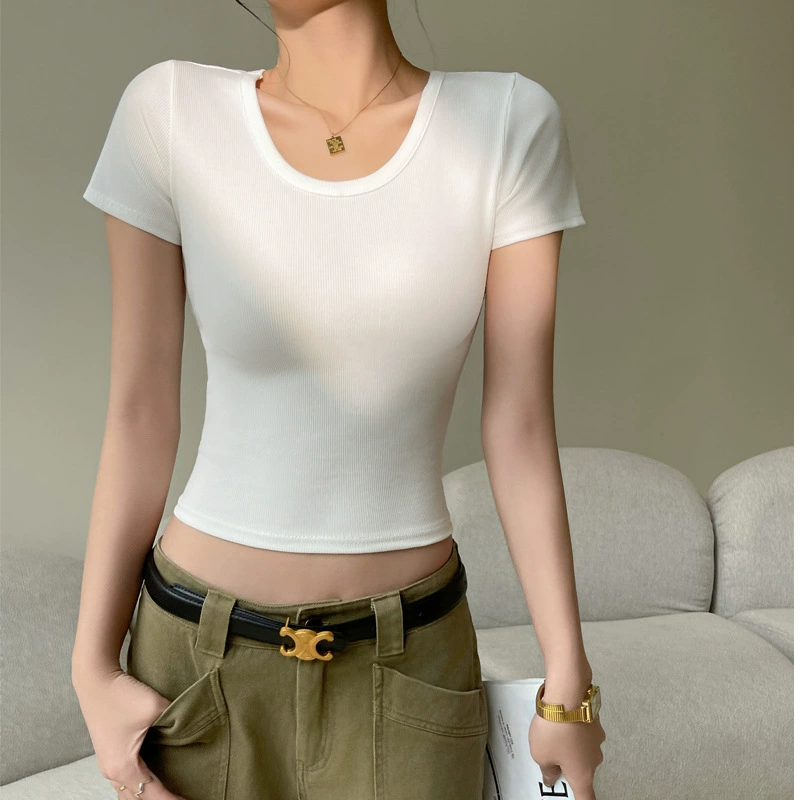 Áo Thun Nữ Cổ Tròn Tay Ngắn | Cotton Nguyên Chất, Có Gân, Form Ôm Vừa Vặn, Mặc Xuân Hè Thoáng Mát MAKILANA T3