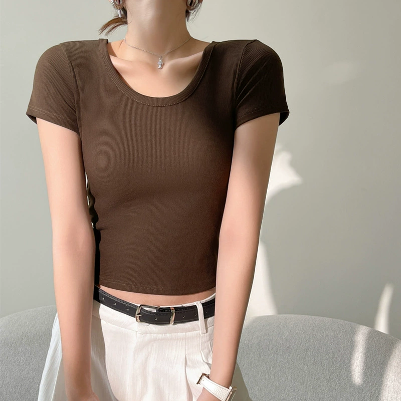 Áo Thun Nữ Cổ Tròn Tay Ngắn | Cotton Nguyên Chất, Có Gân, Form Ôm Vừa Vặn, Mặc Xuân Hè Thoáng Mát MAKILANA T3