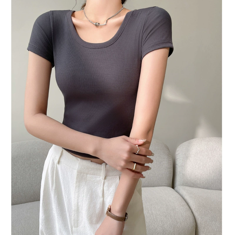 Áo Thun Nữ Cổ Tròn Tay Ngắn | Cotton Nguyên Chất, Có Gân, Form Ôm Vừa Vặn, Mặc Xuân Hè Thoáng Mát MAKILANA T3