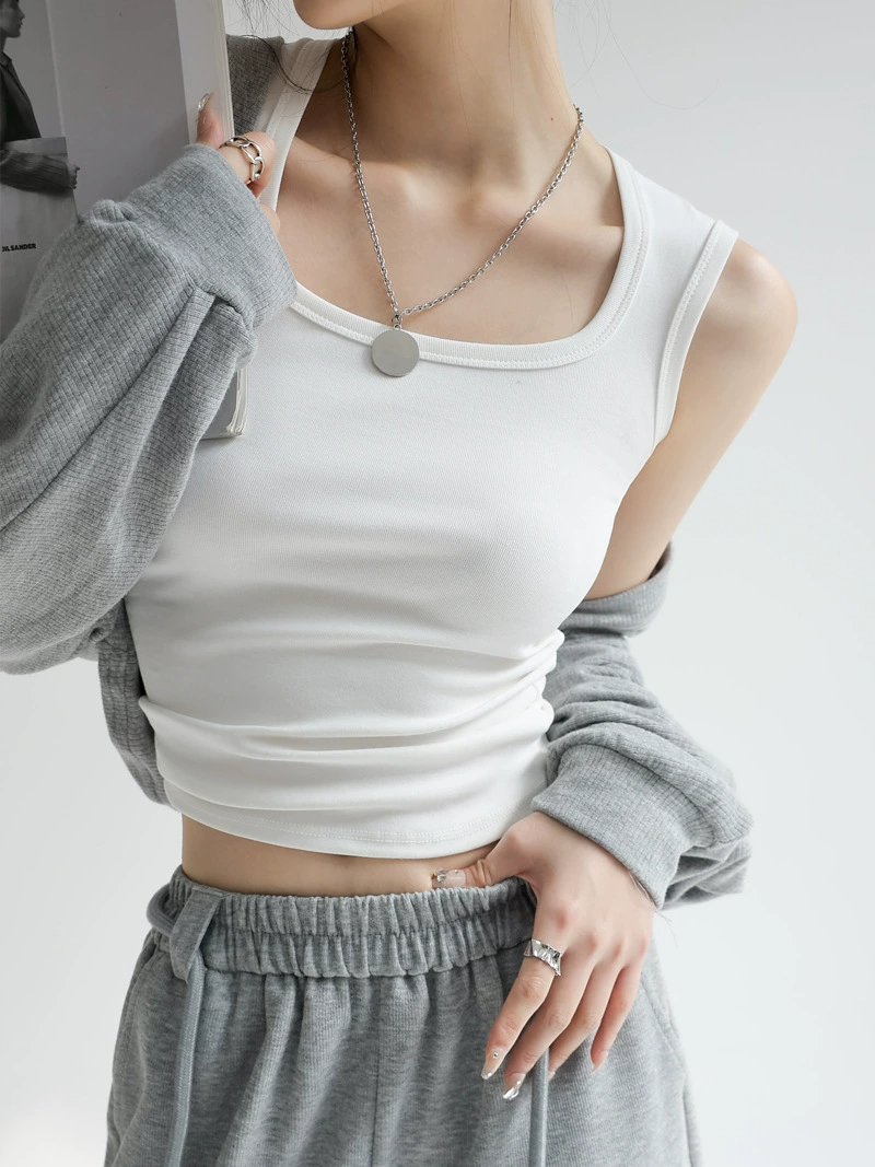 Áo Thun Nữ 3 Lỗ Cổ Vuông Cotton Trắng | Áo Không Tay, Thoáng Mát, Mặc Xuân Hè Thu, Form Đẹp T6