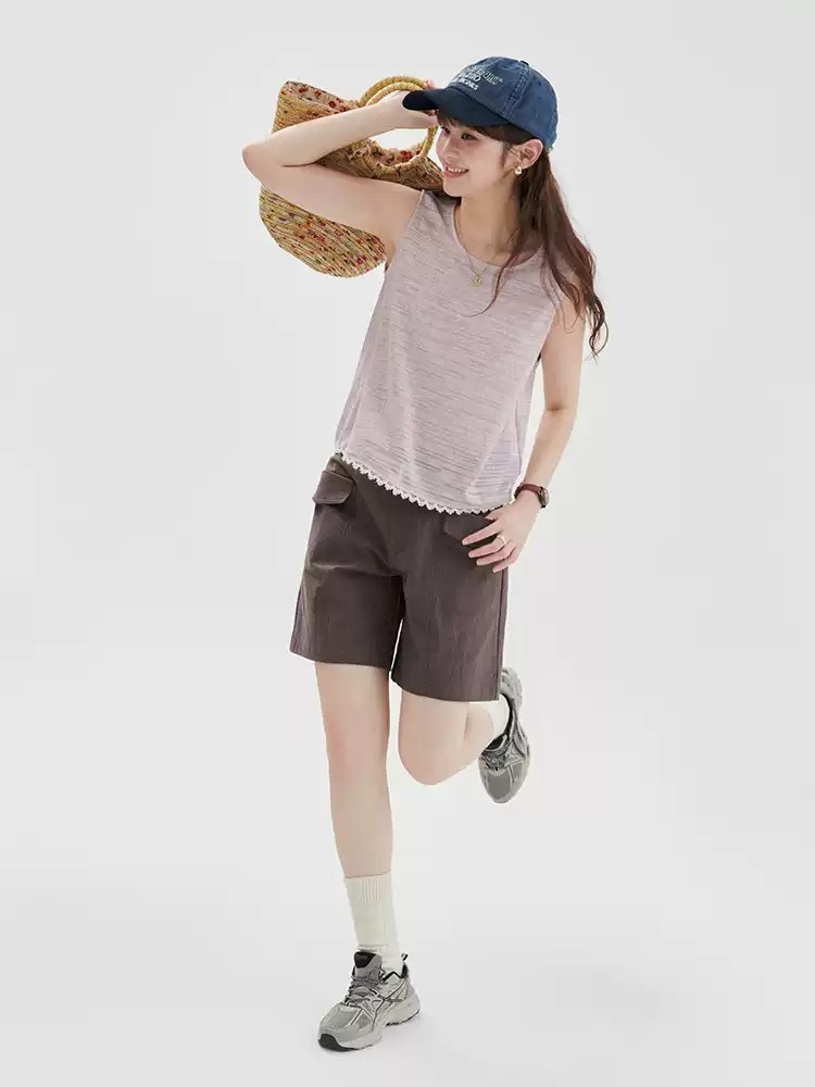 QS19 - Quần Short Nữ Kaki Túi Hộp Lưng Cao MAKILANA, Quần Đùi Ống Rộng Lưng Chun Dành Cho Nữ