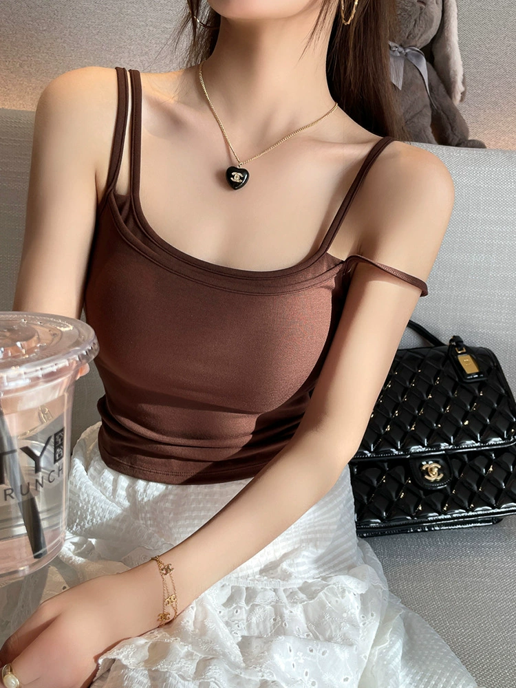 Áo Hai Dây Nữ Hàn Quốc | Dây Đeo Đôi, Kèm Đệm Ngực Có Thể Tháo Rời, Gợi Cảm, Lưng Đẹp, Mặc Trong & Ngoài MAKILANA T21