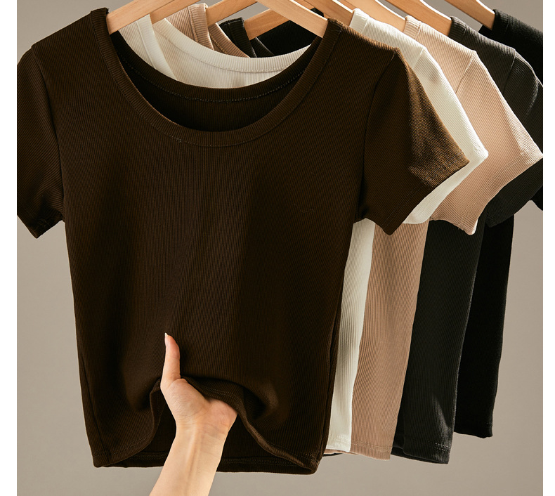 Áo Thun Nữ Cổ Tròn Tay Ngắn | Cotton Nguyên Chất, Có Gân, Form Ôm Vừa Vặn, Mặc Xuân Hè Thoáng Mát MAKILANA T3