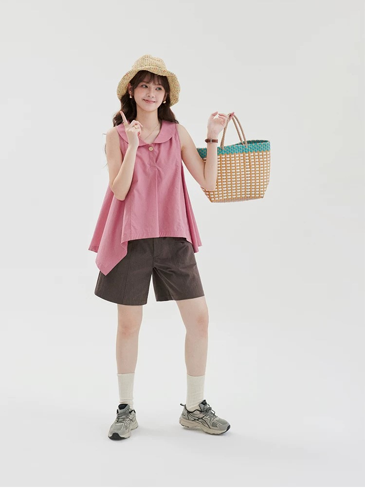 QS19 - Quần Short Nữ Kaki Túi Hộp Lưng Cao MAKILANA, Quần Đùi Ống Rộng Lưng Chun Dành Cho Nữ
