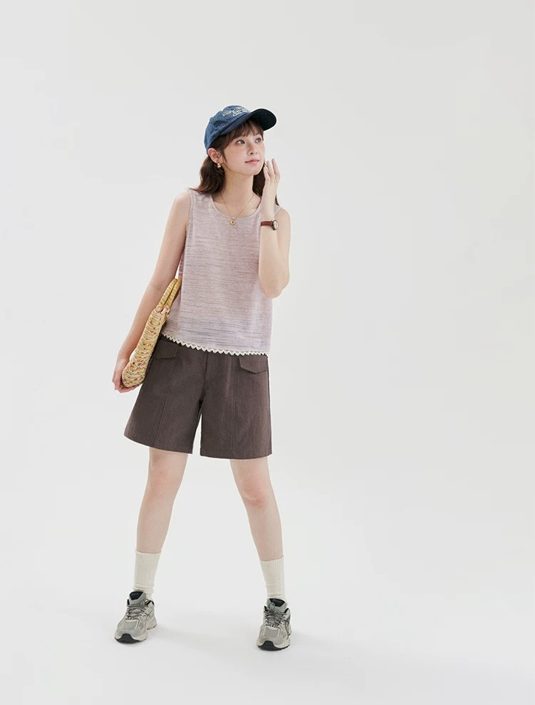 QS19 - Quần Short Nữ Kaki Túi Hộp Lưng Cao MAKILANA, Quần Đùi Ống Rộng Lưng Chun Dành Cho Nữ