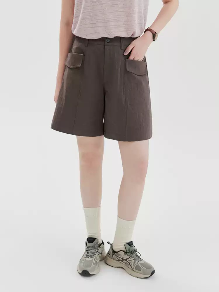QS19 - Quần Short Nữ Kaki Túi Hộp Lưng Cao MAKILANA, Quần Đùi Ống Rộng Lưng Chun Dành Cho Nữ