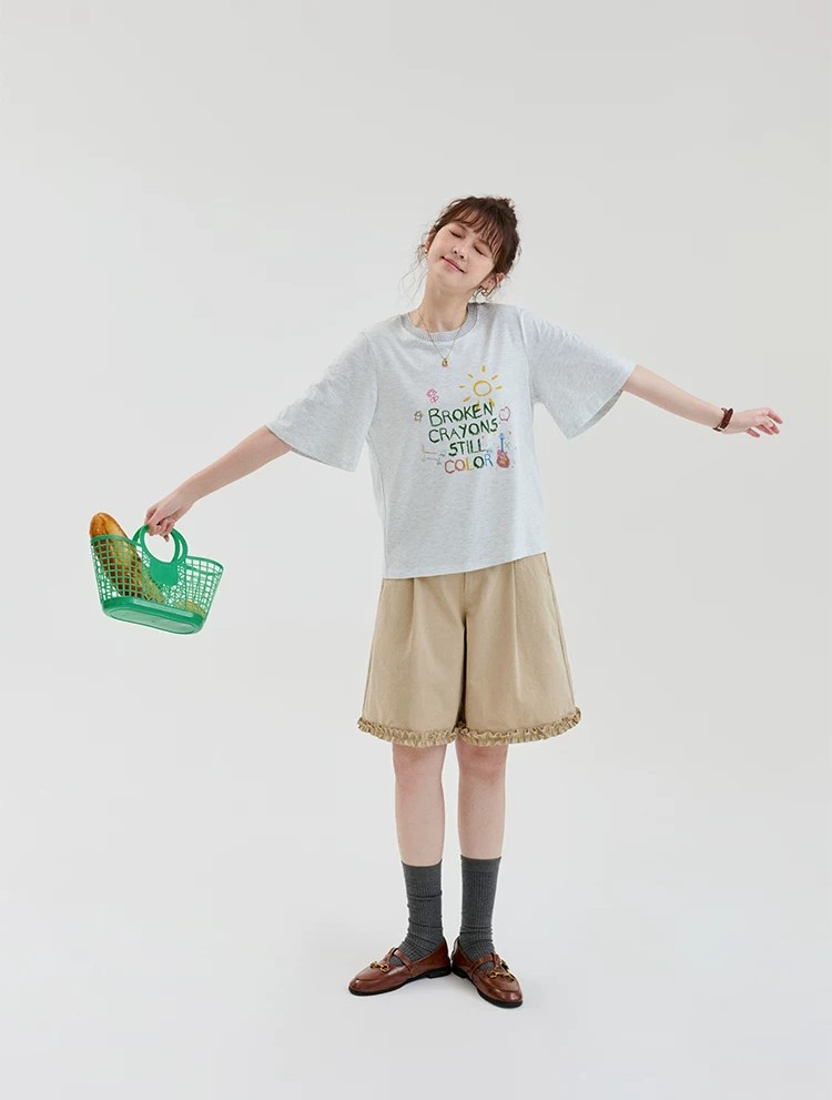 QS18 - Quần Short Nữ Kaki Lưng Cao Viền Bèo Nhún Gấu MAKILANA, Quần Đùi Xếp Ly Ống Rộng Dành Cho Nữ