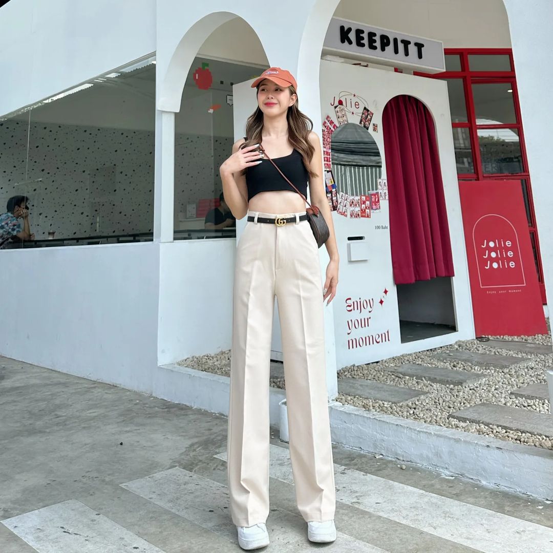 Quần xuông ống rộng cạp cao ống đứng không kèm belt 6 màu sắc cho bạn lựa chọn QT65