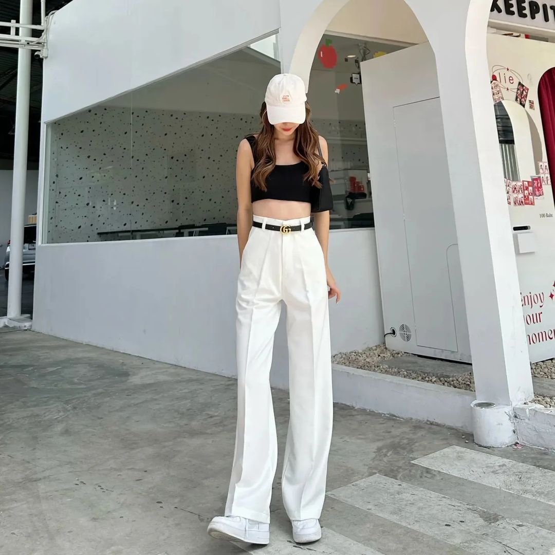 Quần xuông ống rộng cạp cao ống đứng không kèm belt 6 màu sắc cho bạn lựa chọn QT65