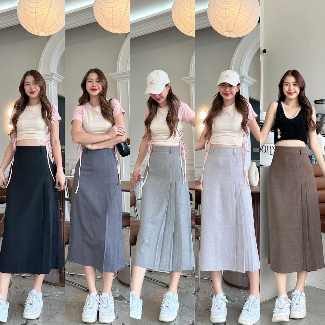 Chân váy midi xếp ly CV10