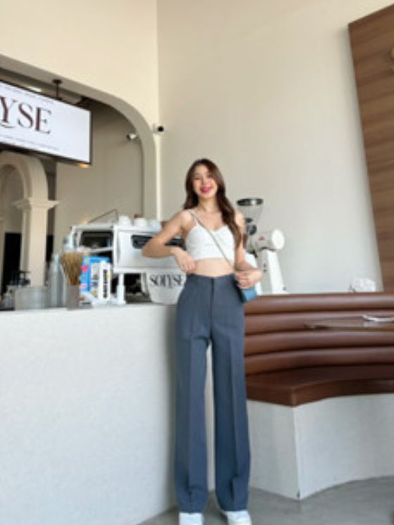 Quần xuông ống rộng cạp cao ống đứng không kèm belt 6 màu sắc cho bạn lựa chọn QT65