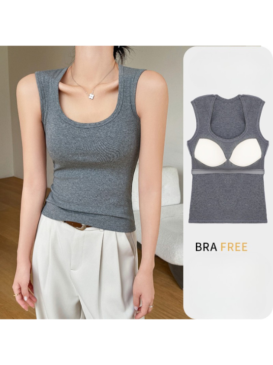 Áo Ba Lỗ Nữ Cotton Nguyên Chất | Kèm Đệm Ngực, Che Ngực, Gợi Cảm, Basic, Mặc Xuân Hè Thu MAKILANA T8