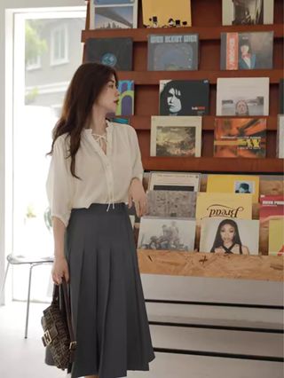Chân váy dài xếp ly đều hai mặt CV13