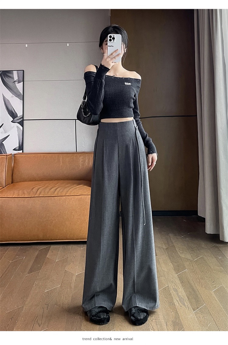 Quần ống suông nữ, quần nữ ống rộng giấu khuy, quần nữ may bằng vải độc quyền nhà LANA không nhăn. (QT74)