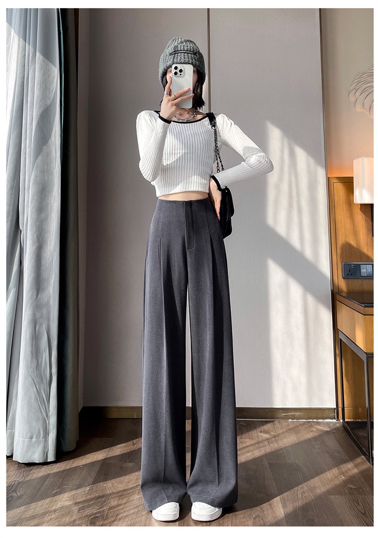 Quần suông nữ li trước, quần nữ may bằng vải độc quyền nhà LANA không nhăn, ống rộng lưng cao siêu tôn dáng. (QT75)