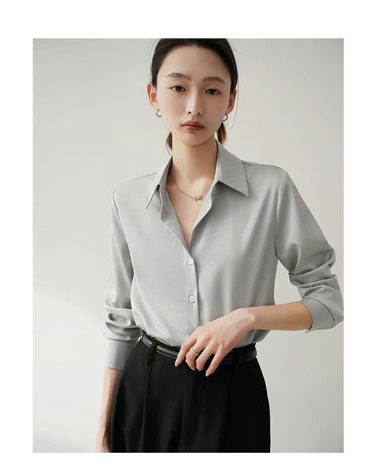 Áo sơ mi nữ công sở cổ Đức chất liệu lụa satin cao cấp không nhăn nhàu, nhiều màu sắc, dễ phối đồ SM11