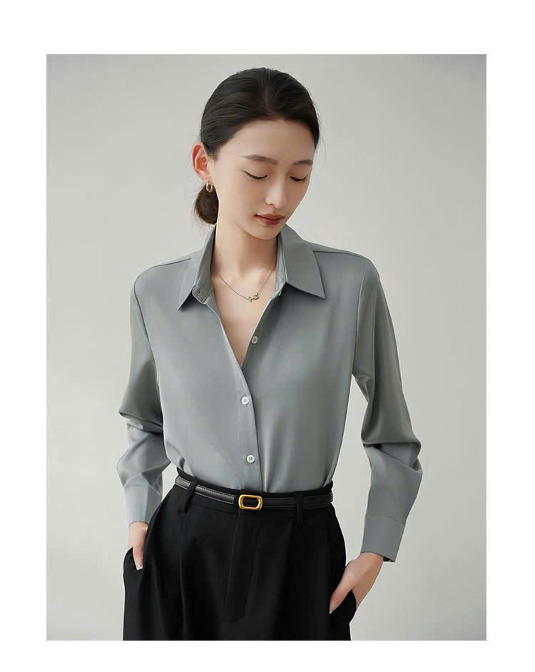 Áo sơ mi nữ công sở cổ Đức chất liệu lụa satin cao cấp không nhăn nhàu, nhiều màu sắc, dễ phối đồ SM11