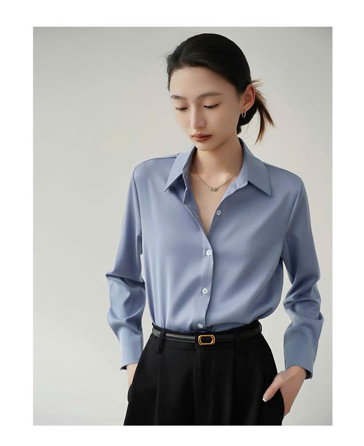 Áo sơ mi nữ công sở cổ Đức chất liệu lụa satin cao cấp không nhăn nhàu, nhiều màu sắc, dễ phối đồ SM11