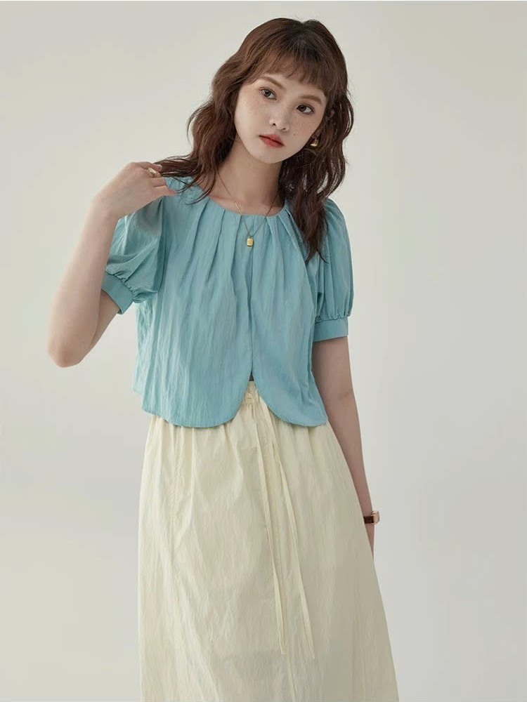 ÁO KIỂU NỮ SM67 MAKILANA – THIẾT KẾ CROP BLOUSE TAY PHỒNG THANH THOÁT, NỮ TÍNH DÀNH CHO NỮ
