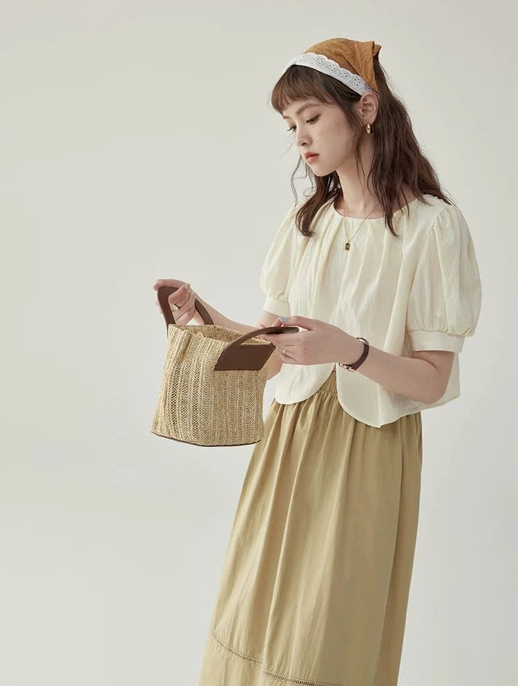ÁO KIỂU NỮ SM67 MAKILANA – THIẾT KẾ CROP BLOUSE TAY PHỒNG THANH THOÁT, NỮ TÍNH DÀNH CHO NỮ