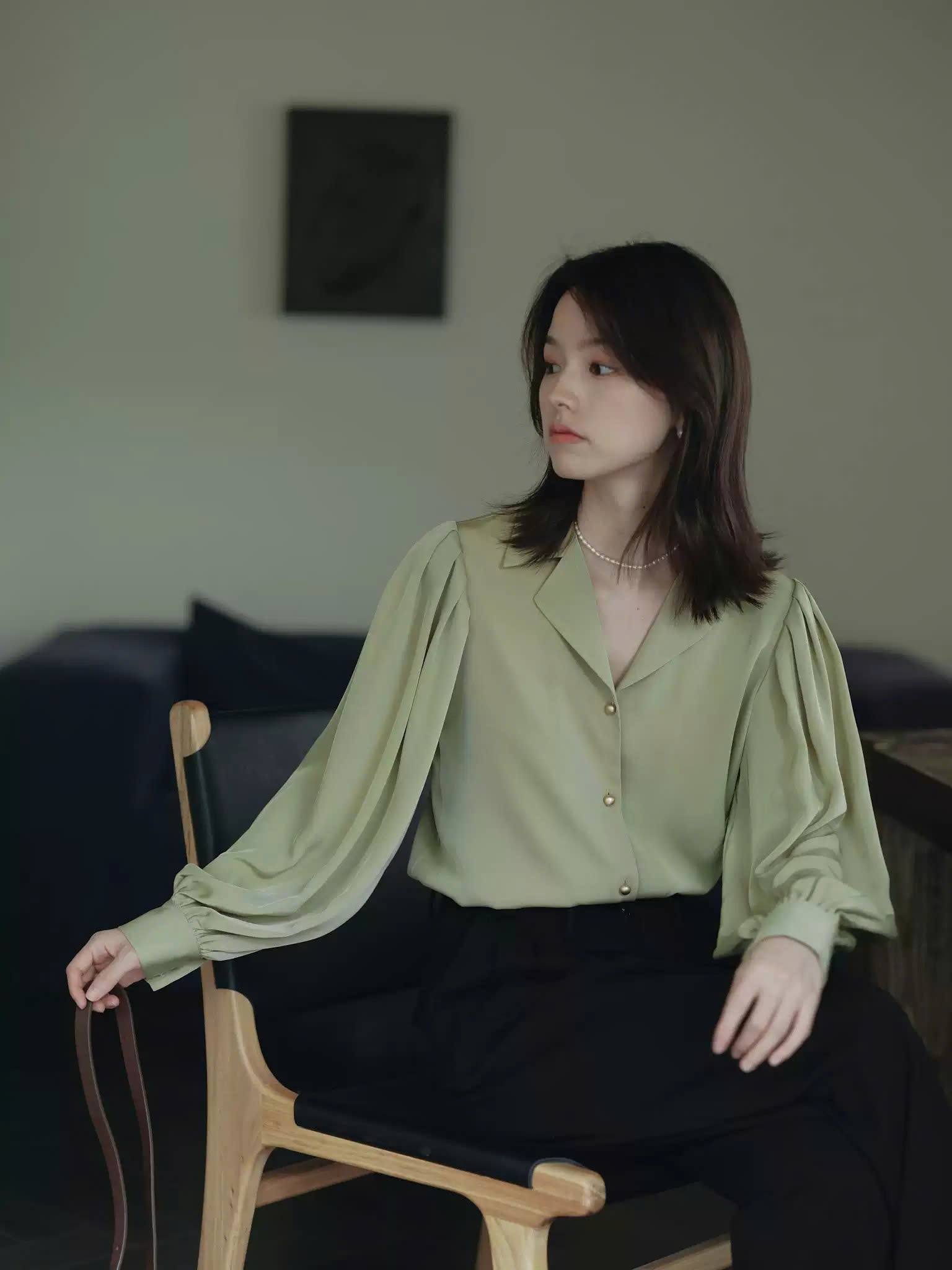 SM71 - ÁO SƠ MI DÀI TAY CỔ CHỮ V MAKILANA DÀNH CHO NỮ, ÁO SƠ MI NỮ TAY BỒNG CỔ VE DÀNH CHO MÙA XUÂN HÈ