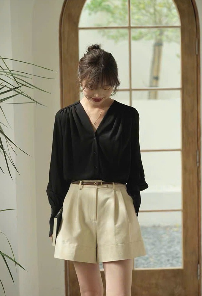 QS13 - QUẦN SHORT NỮ ỐNG RỘNG DÁNG CHỮ A CẠP CAO MAKILANA, QUẦN SHORT THÔ DÁNG RỘNG DÀNH CHO NỮ