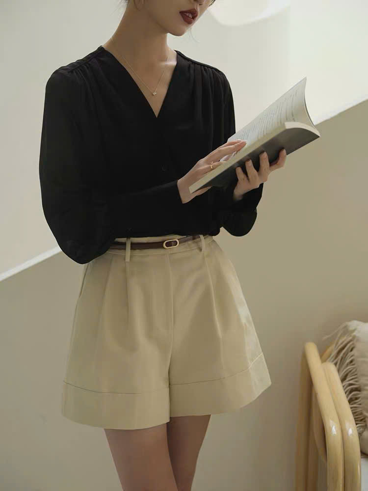 QS13 - QUẦN SHORT NỮ ỐNG RỘNG DÁNG CHỮ A CẠP CAO MAKILANA, QUẦN SHORT THÔ DÁNG RỘNG DÀNH CHO NỮ
