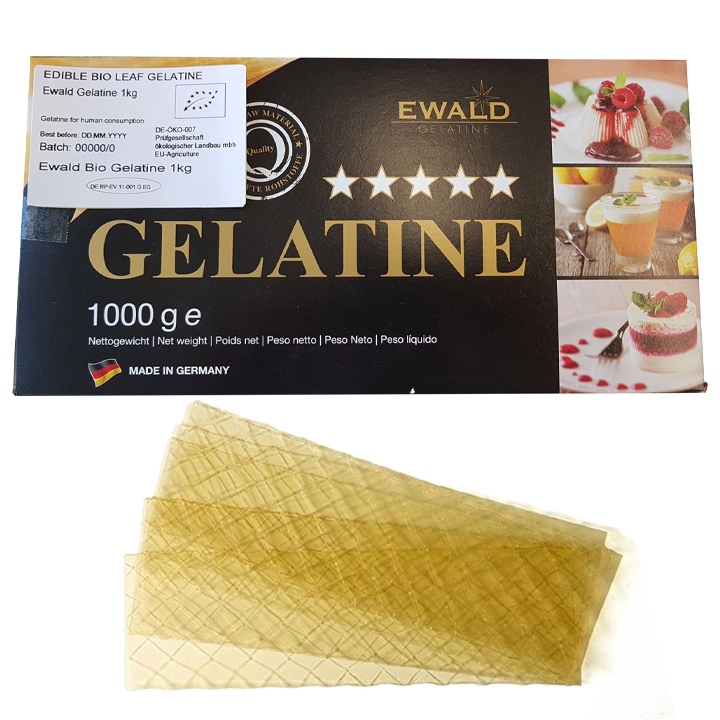 Combo 10 lá Gelatin hữu cơ dạng lá EWALD Organic Gelatine Leaf Thiện