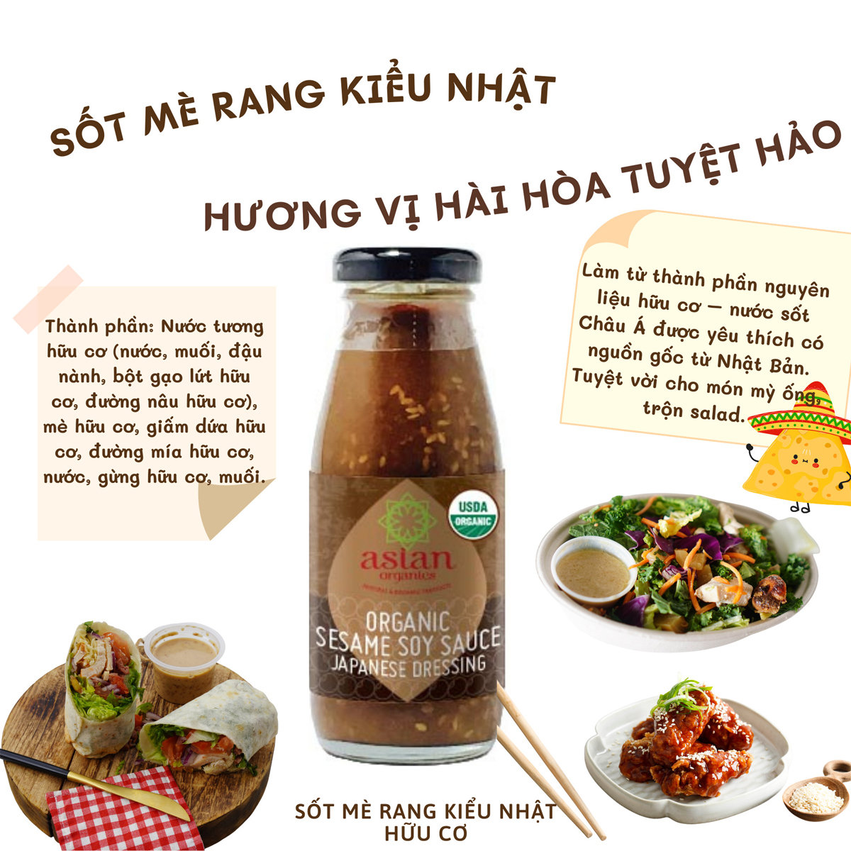 Sốt mè rang kiểu Nhật hữu cơ Asian Organics 200ml - Organic360