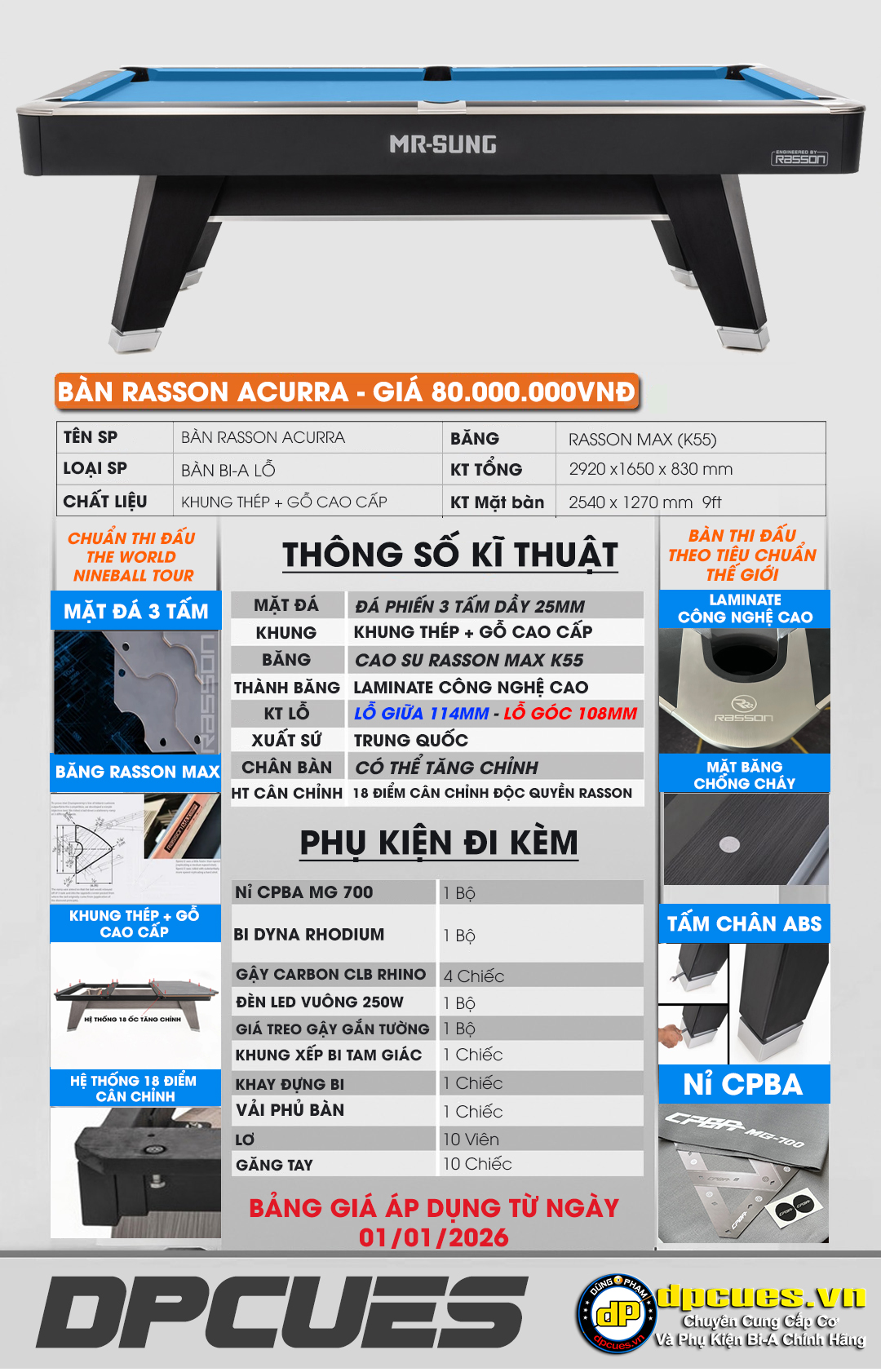 BÀN RASSON ACURRA ĐEN