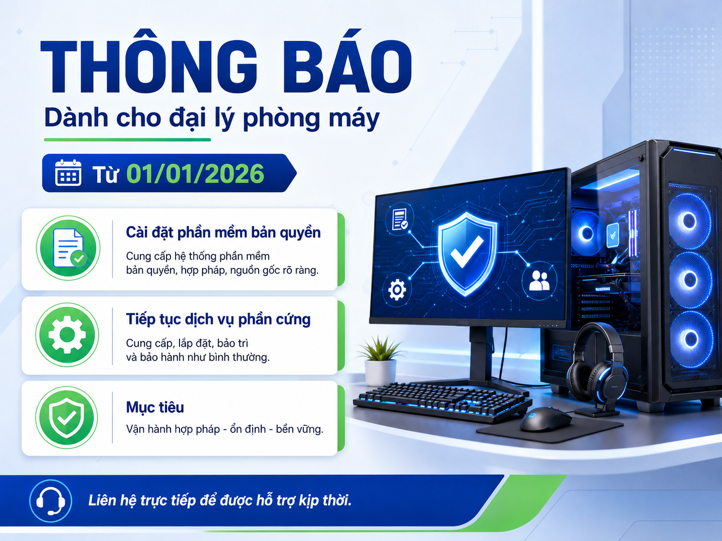 Hải Anh cung cấp dịch vụ cài đặt hệ thống phần mềm bản quyền cho khách hàng GAME-NET
