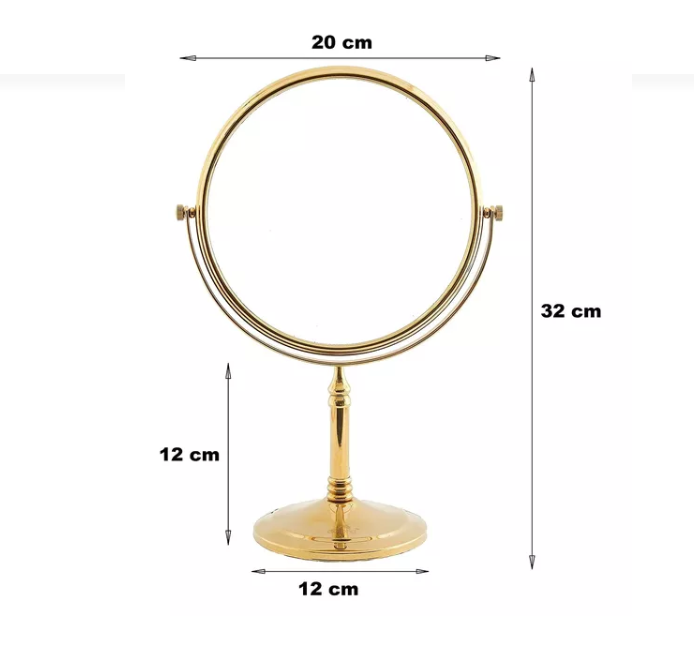 Gương trang điểm đặt bàn có khung mạ vàng, xoay 2 mặt - 1 mặt phóng đại x3