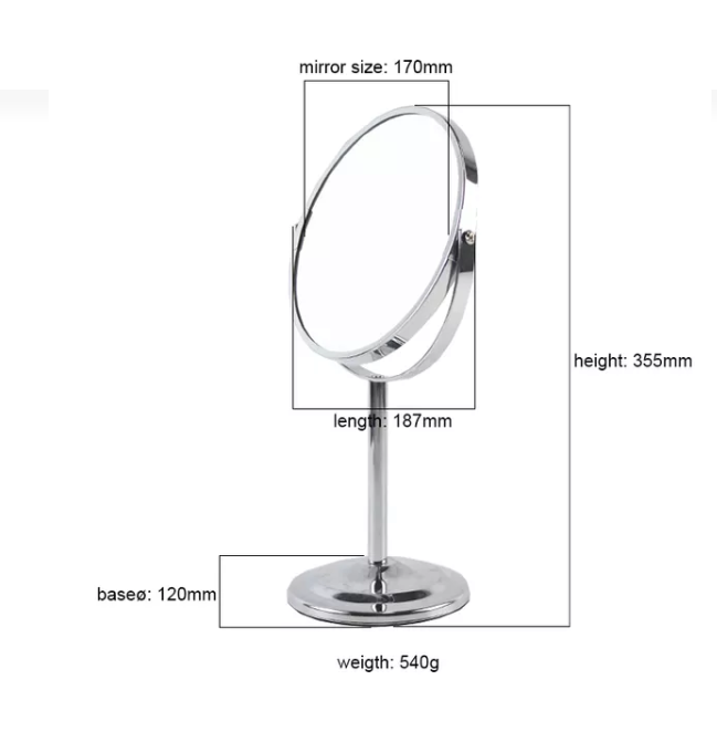 Gương trang điểm đặt bàn có khung, xoay 2 mặt - 1 mặt phóng đại x3