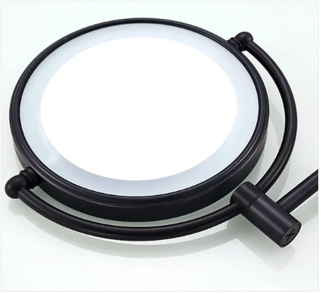 Gương trang điểm phóng đại màu đen có đèn Led, xoay 360 độ, phóng đại x3 DAN4210B