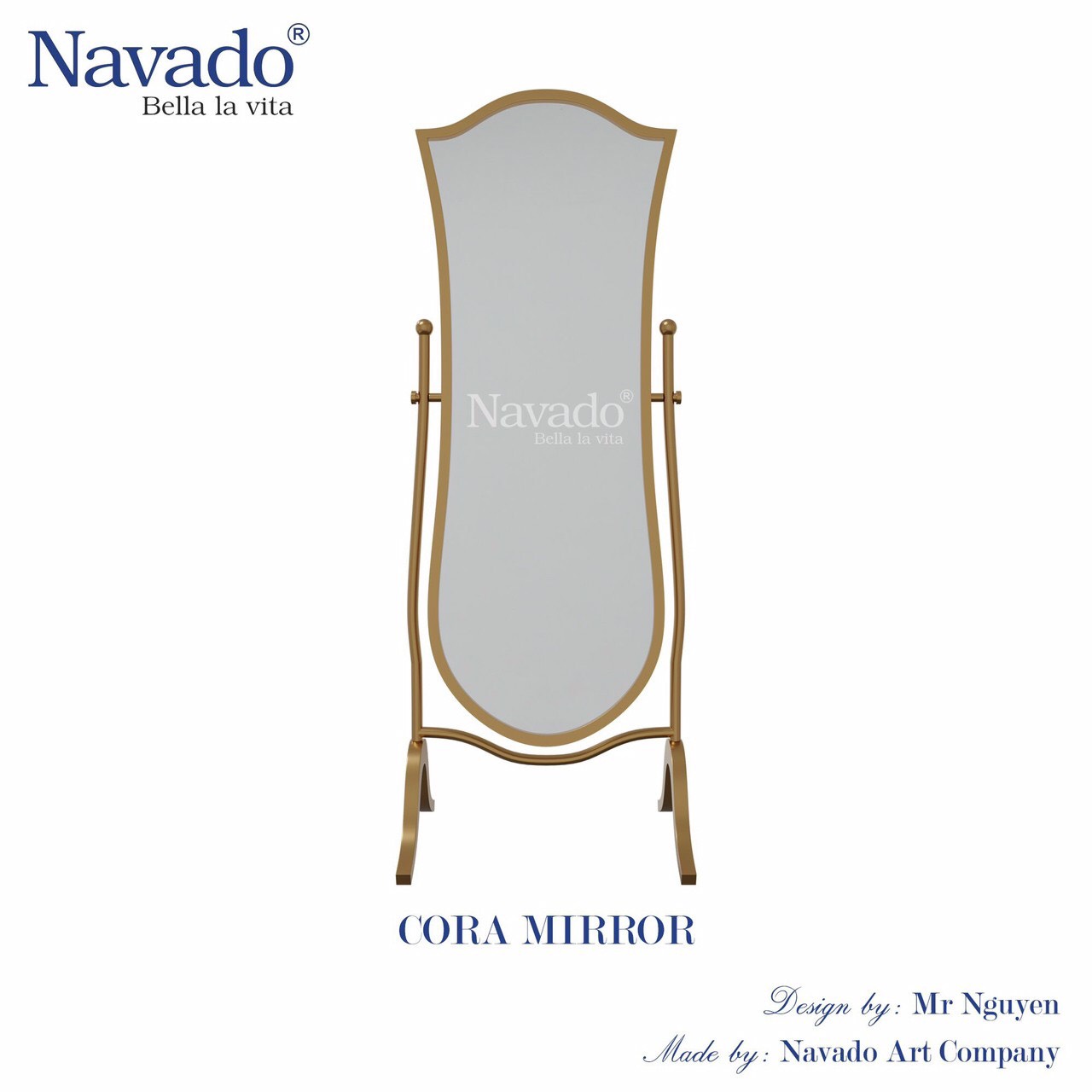 Gương soi toàn thân khung inox mạ pdv CORA