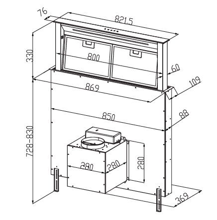 Hút Mùi Âm Bàn Đá Canzy CZ-KD9 thông số kỹ thuật