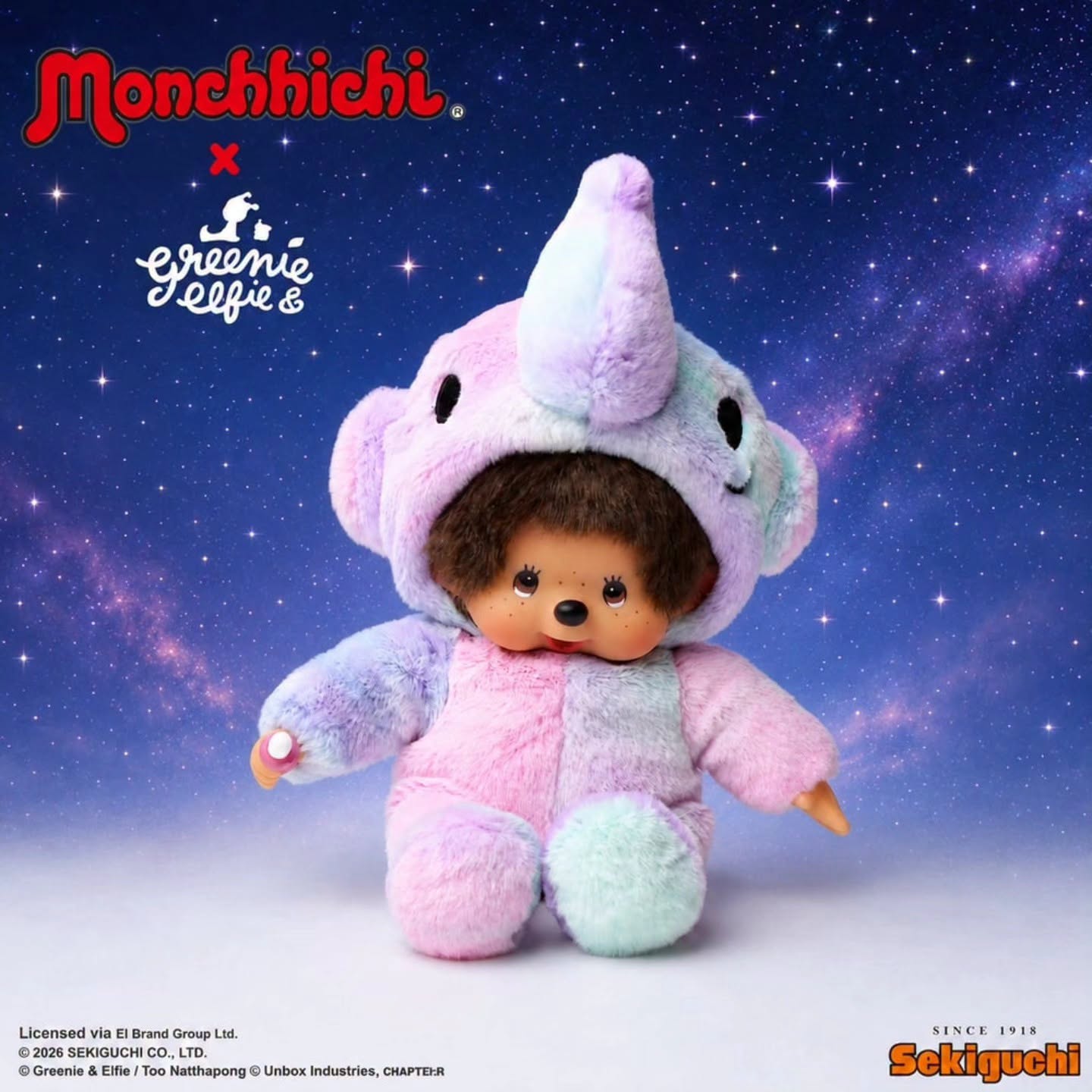 Monchhichi x Greenie & Elfie ( Purple )