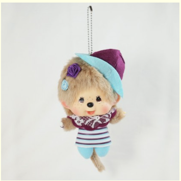 Monchhichi Big Head White Pearl Girl Keychain