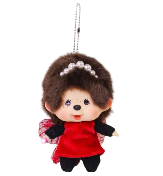Monchhichi Big Head Fashion Red Dress Girl Keychain