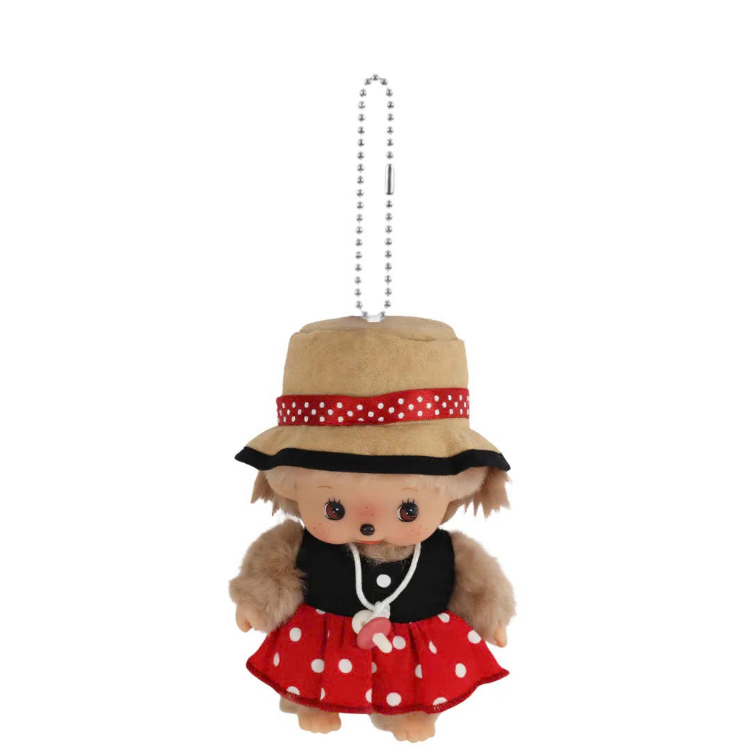 MONCHHICHI BEBICHHICHI RED DOTS GIRL KEYCHAIN