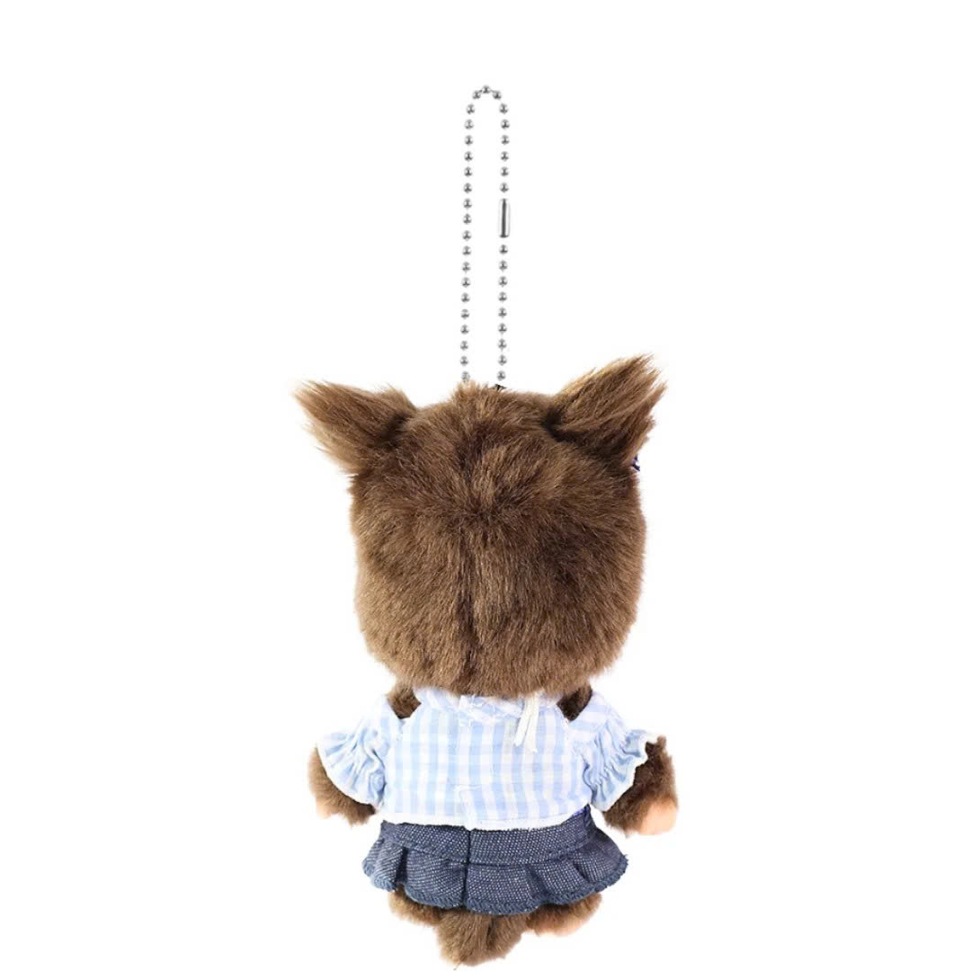 MONCHHICHI BEBICHHICHI BLUE CHECKERED GIRL KEYCHAIN