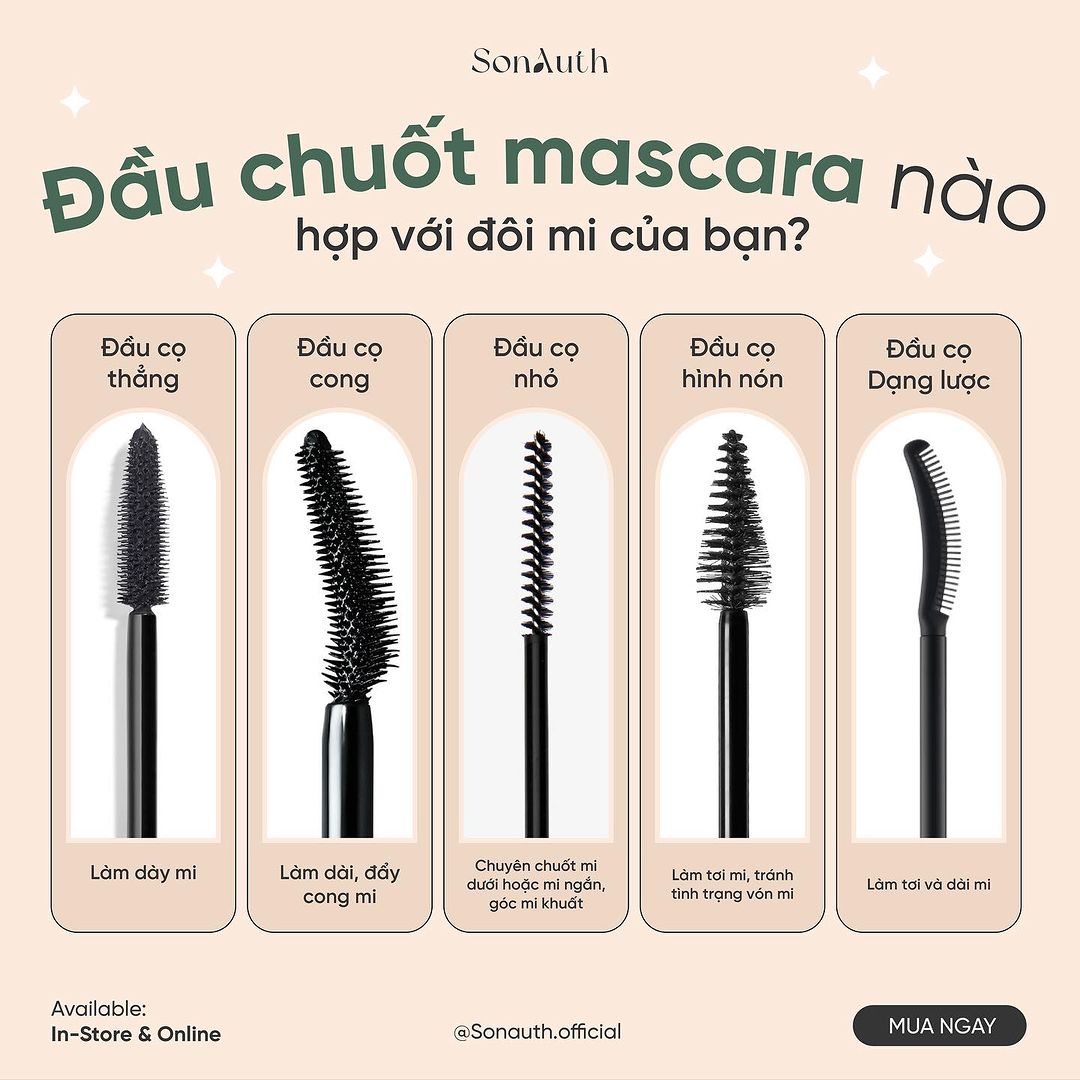 Đầu chuốt mascara nào phù hợp với mi của cậu ? Đầu chuốt mascara nào phù hợp với mi của cậu ?