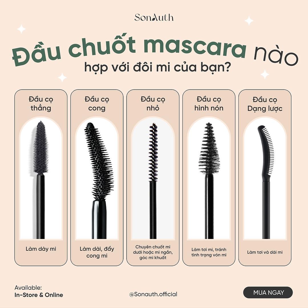 Đầu chuốt mascara nào phù hợp với mi của cậu ?