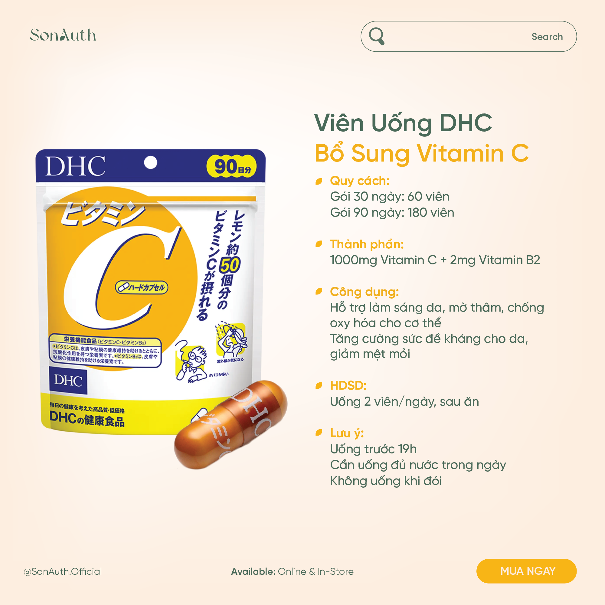 Viên Uống Bổ Sung Vitamin C DHC Vitamin C Hard Capsule