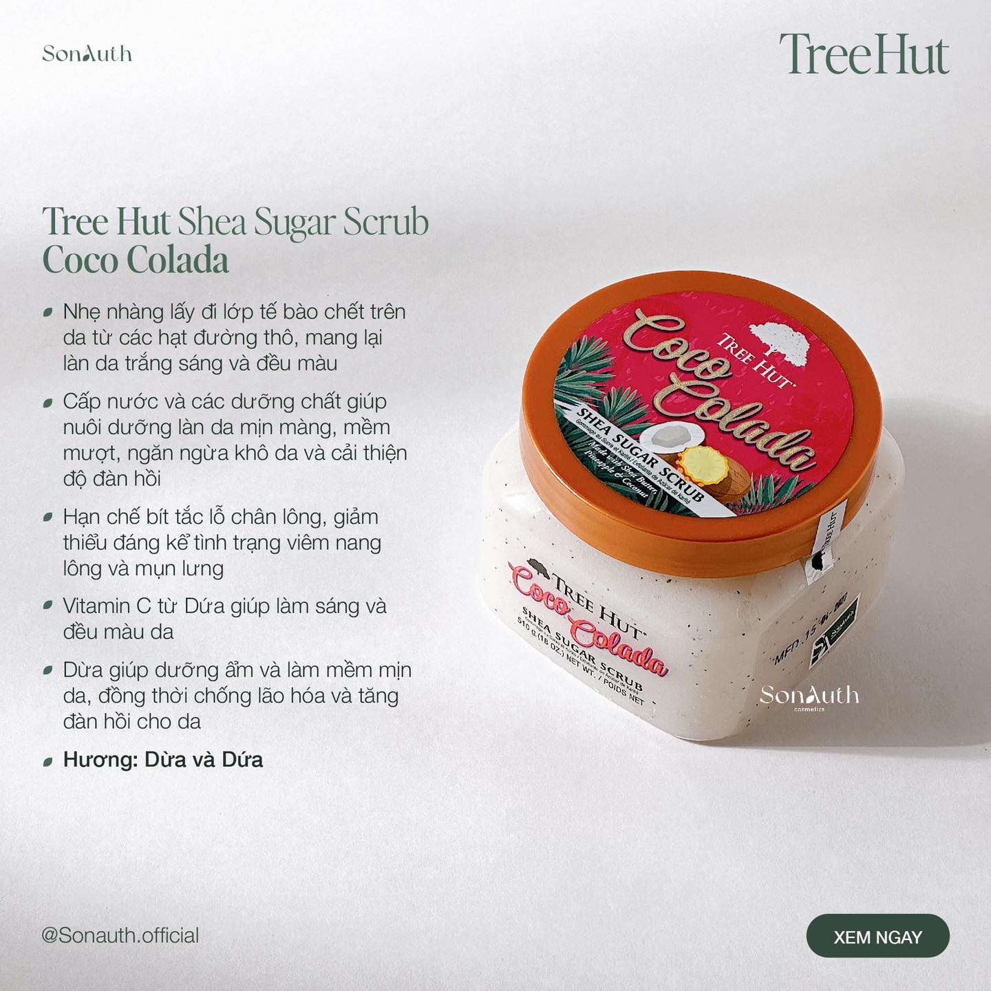 Tẩy Da Chết Cơ Thể Tree Hut Shea Sugar Scrub 510g (NK)