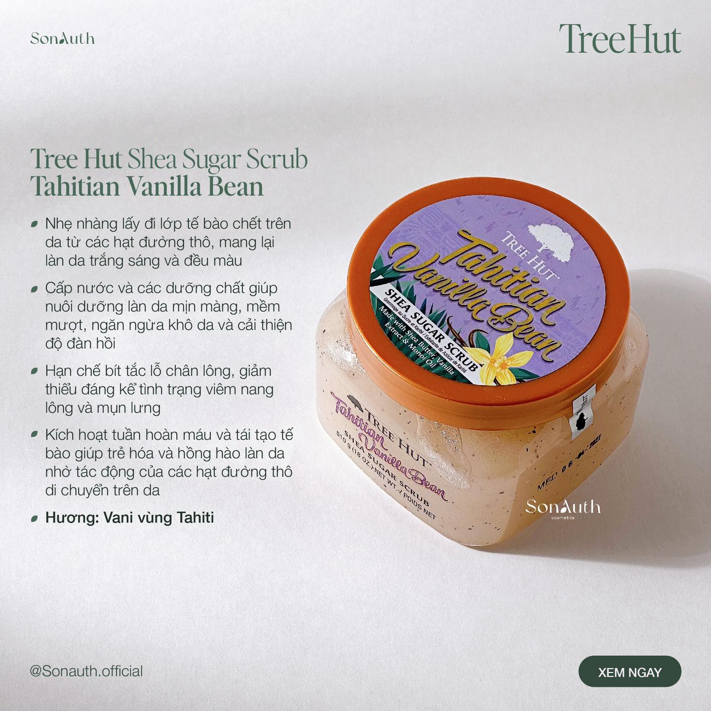 Tẩy Da Chết Cơ Thể Tree Hut Shea Sugar Scrub 510g (NK)