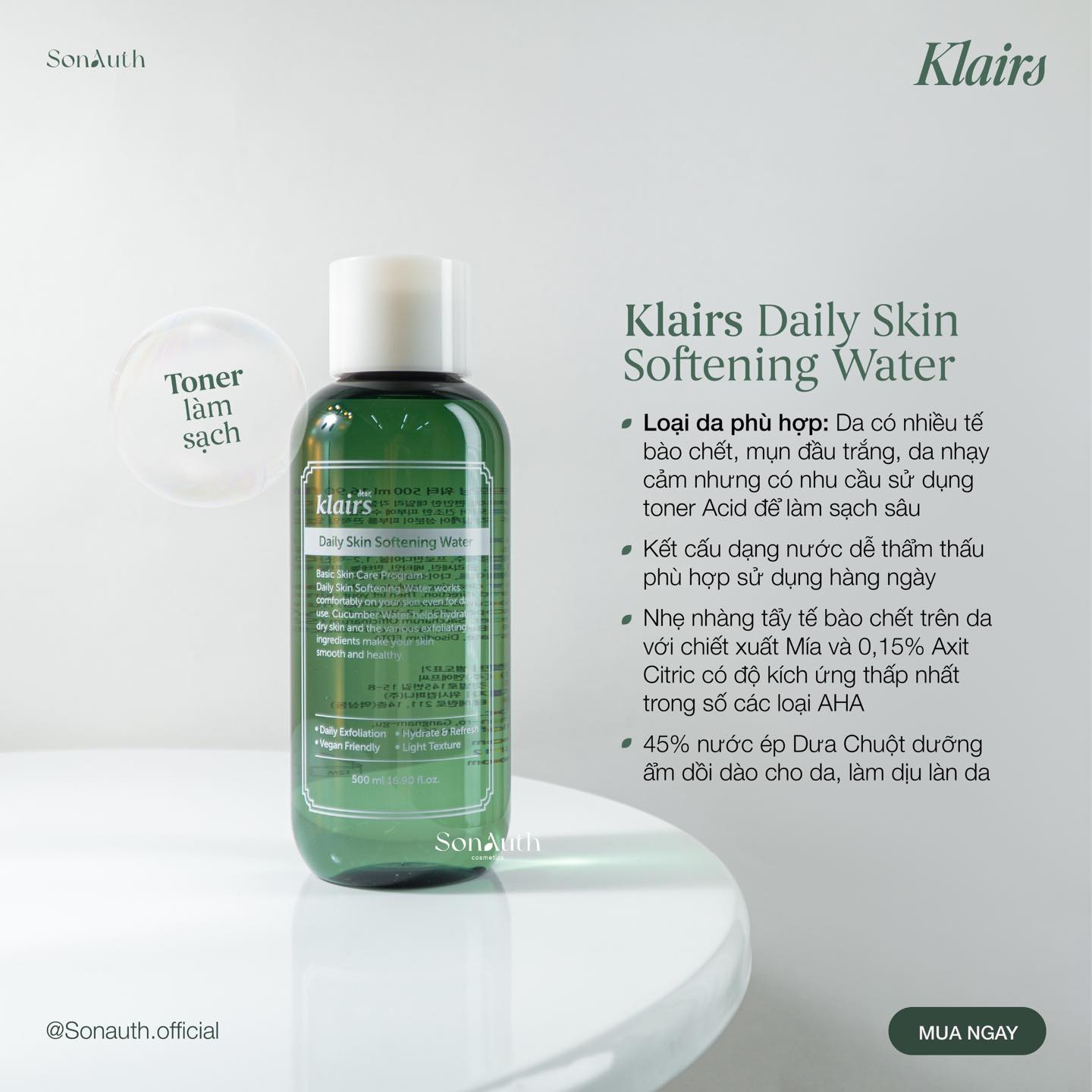 Klairs Daily Skin Softening Water 500ml (NK)