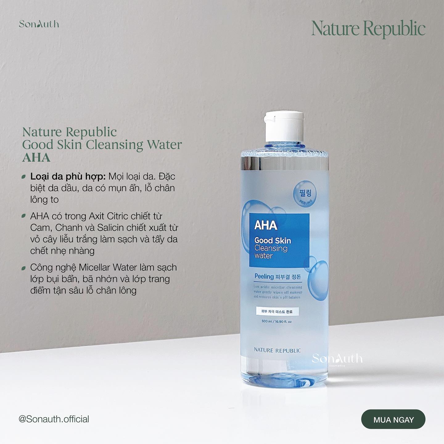 Nước Tẩy Trang Nature Republic Good Skin Cleansing Water 500ml