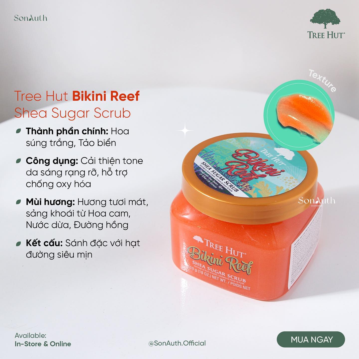 Tẩy Da Chết Cơ Thể Tree Hut Shea Sugar Scrub 510g (NK)